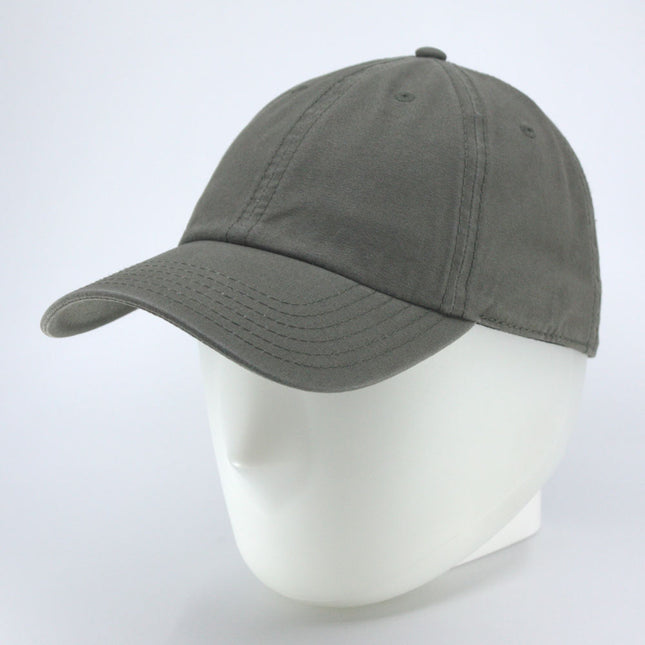 Washed Canvas Combed Cotton Twill Unstructured Adjustable Quick & Easy Snap-Button Strap Back Dad Hat Baseball Cap