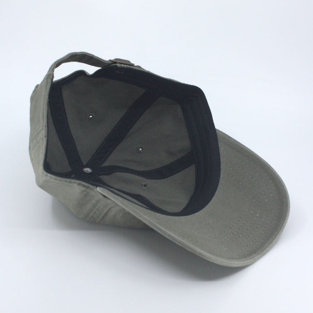 Washed Canvas Combed Cotton Twill Unstructured Adjustable Quick & Easy Snap-Button Strap Back Dad Hat Baseball Cap