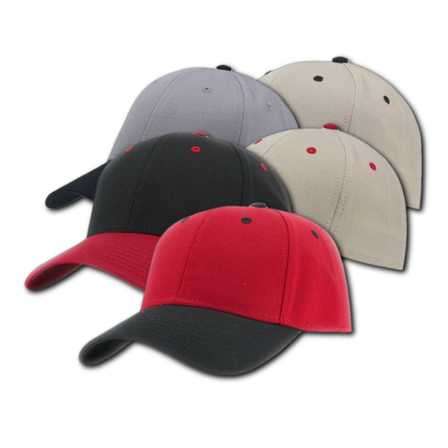 Two Tone Structured Low Profile Baseball Cap - 100% Cotton Twill