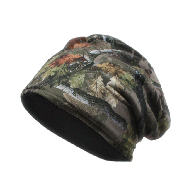 Reversible Camouflage/Black Jersey Knit Beanie 9 1/5"