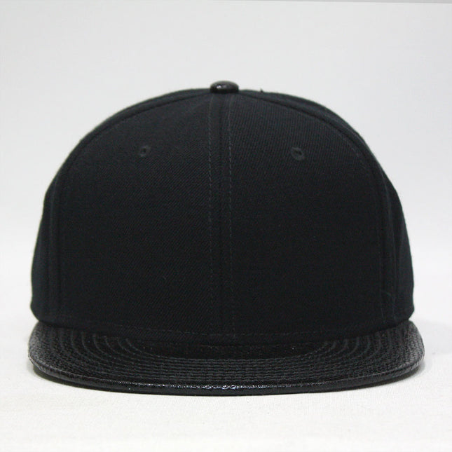 Wool Blend Snake Faux Leather Flat Bill Adjustable Snapback Hats Baseball Caps