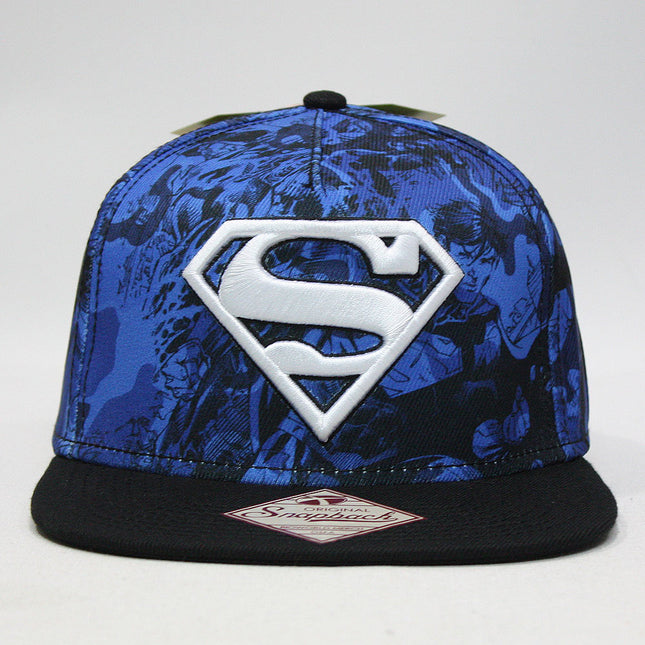 Superman All Over Print Sublimated Adjustable Snapback Baseball Cap Camo Blue