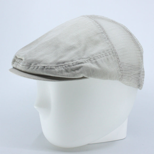 Washed Cotton Slub Twill Mesh Ivy Newsboy Cap