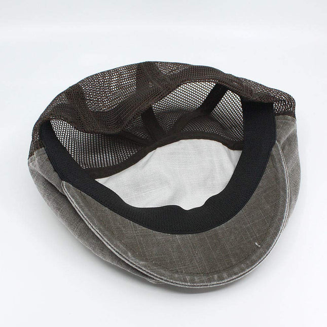 Washed Cotton Slub Twill Mesh Ivy Newsboy Cap