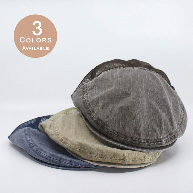 Washed Cotton Slub Twill Mesh Ivy Newsboy Cap