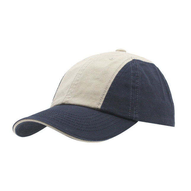 Two Tone Washed Cotton Sandwich Visor Twelve Panel Low Profile Baseball Cap