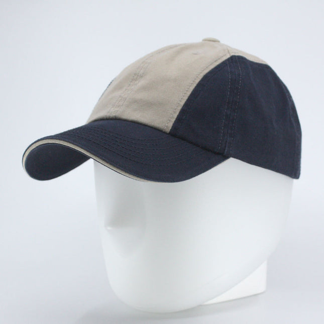 Two Tone Washed Cotton Sandwich Visor Twelve Panel Low Profile Baseball Cap