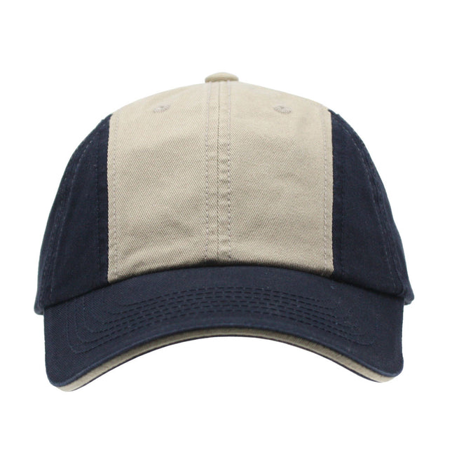 Two Tone Washed Cotton Sandwich Visor Twelve Panel Low Profile Baseball Cap