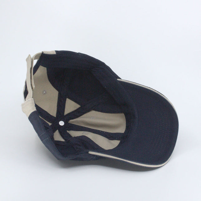 Two Tone Washed Cotton Sandwich Visor Twelve Panel Low Profile Baseball Cap