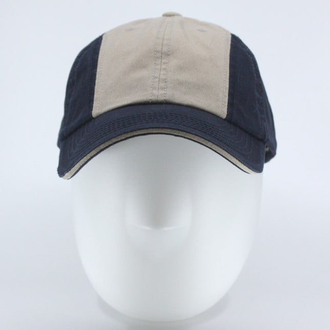 Two Tone Washed Cotton Sandwich Visor Twelve Panel Low Profile Baseball Cap