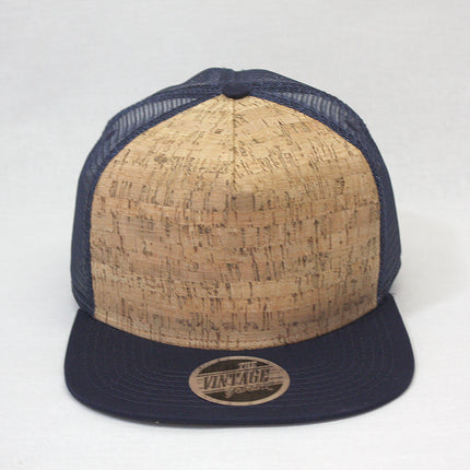 Cork Square Flat Visor 5 Panel Mesh Adjustable Snapback Trucker Caps