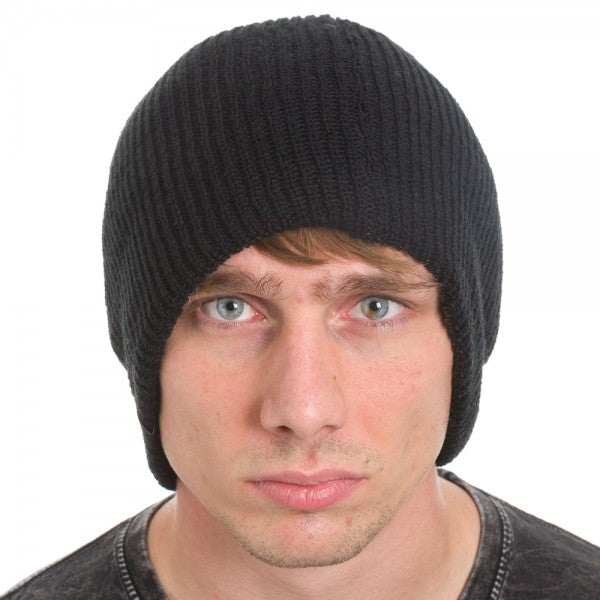 Dickies Reversible Stripe Fleece Slouch Knit Cuff Beanie Black/Grey