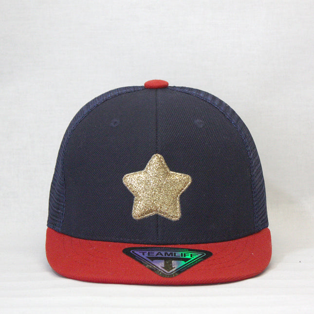 Kids Star Boys Girls Flat Bill Mesh Back Snapback Baseball Cap
