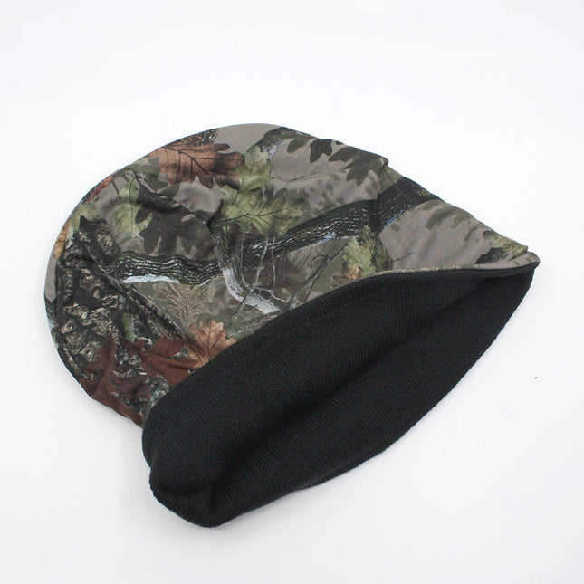 Reversible Camouflage/Black Jersey Knit Beanie 9 1/5"