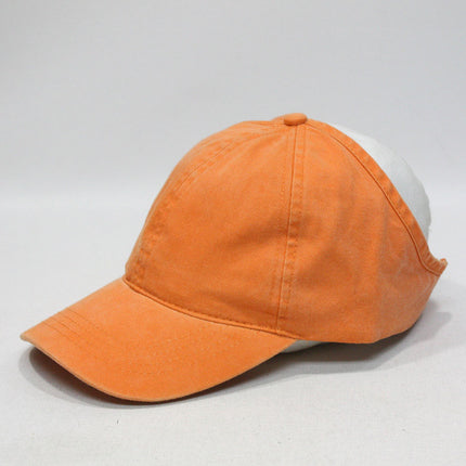 Ponytail Open Back Washed Cotton Adjustable Baseball Pickleball Sports Cap