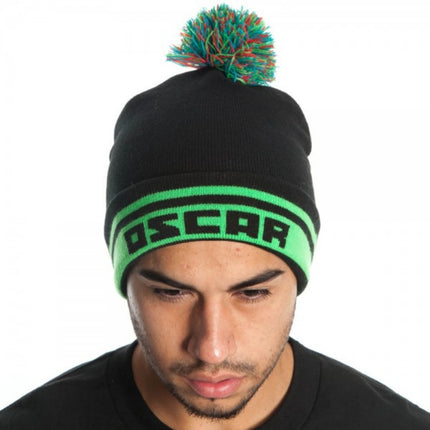 Sesame Street Oscar The Grouch Day Glow Black Knit Beanie