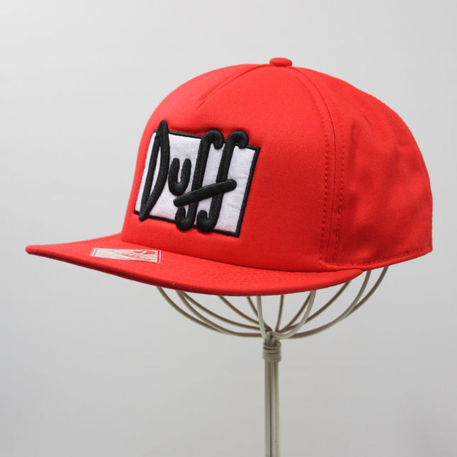 Simpsons Duff Beer Flat Brim Adjustable Snapback Baseball Cap Red