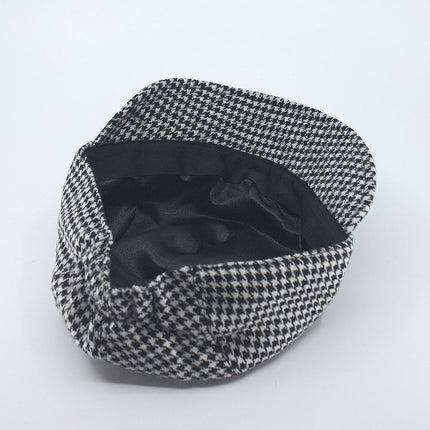 Wool Houndstooth Disc Jockey Fashion Fitted Cap Hat