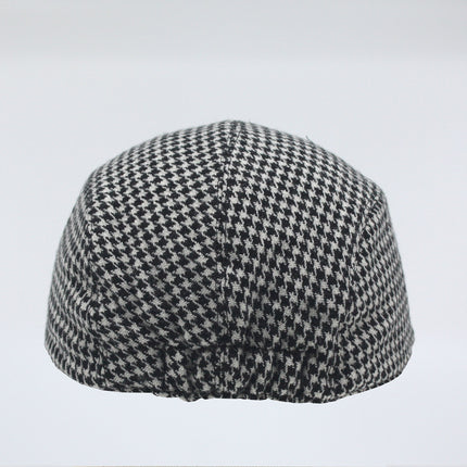 Wool Houndstooth Disc Jockey Fashion Fitted Cap Hat