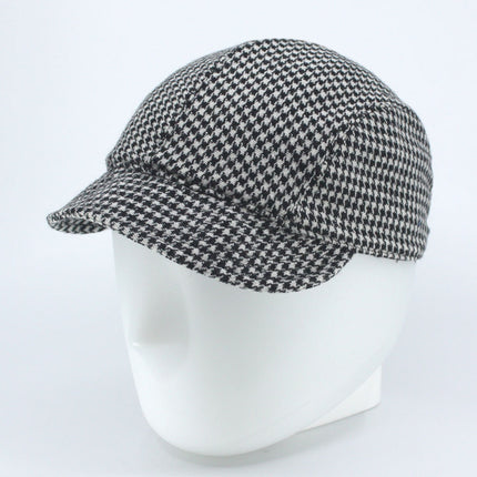 Wool Houndstooth Disc Jockey Fashion Fitted Cap Hat