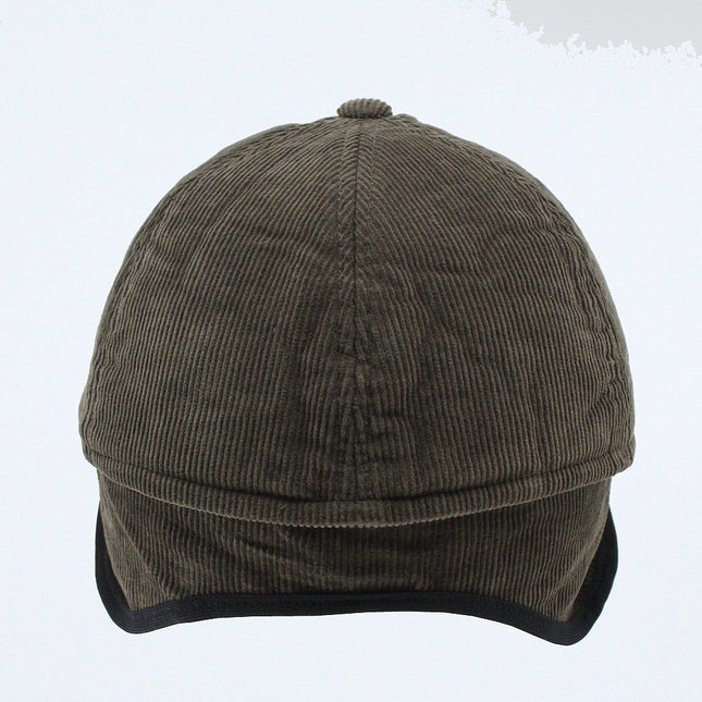 Solid Men's Corduroy Warmer Flap Winter Baseball Cap