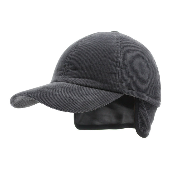 Solid Men's Corduroy Warmer Flap Winter Baseball Cap