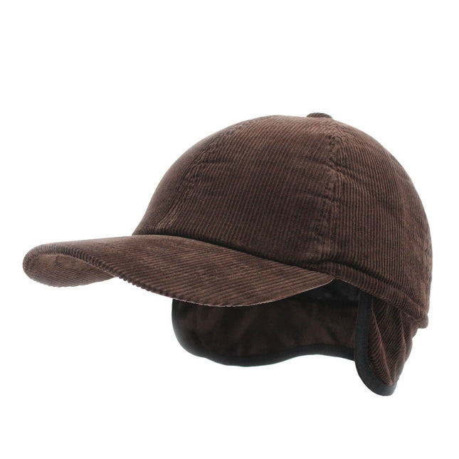 Solid Men's Corduroy Warmer Flap Winter Baseball Cap