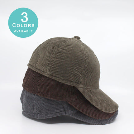 Solid Men's Corduroy Warmer Flap Winter Baseball Cap