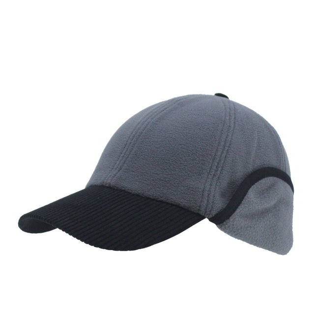 Anti Pilling Corduroy Bill Fold-able Earflap Fleece Trapper Baseball Cap