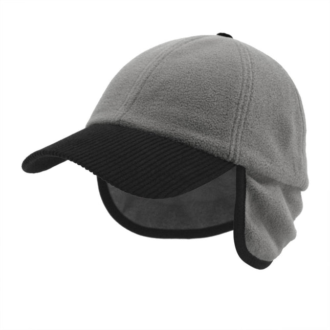 Anti Pilling Corduroy Bill Fold-able Earflap Fleece Trapper Baseball Cap