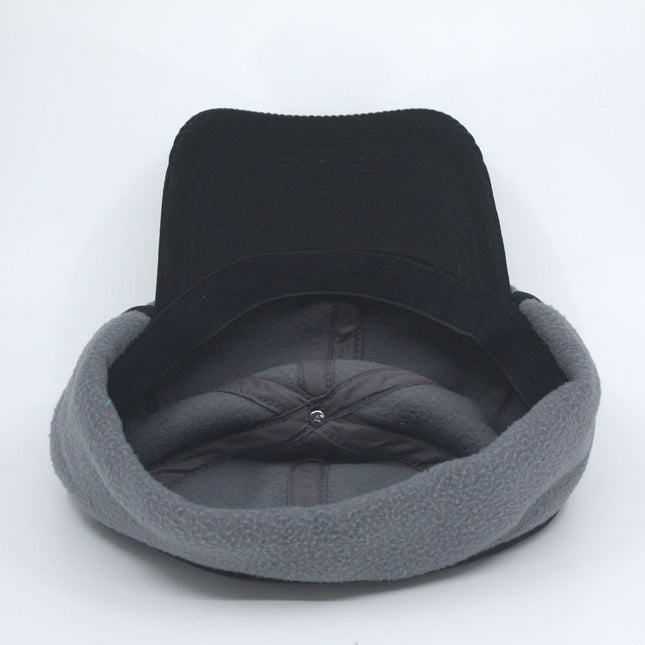 Anti Pilling Corduroy Bill Fold-able Earflap Fleece Trapper Baseball Cap