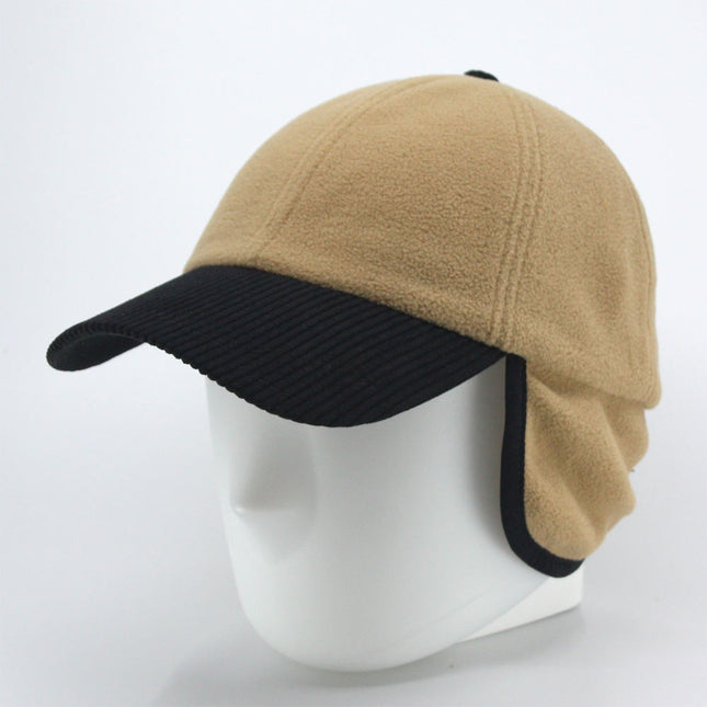 Anti Pilling Corduroy Bill Fold-able Earflap Fleece Trapper Baseball Cap