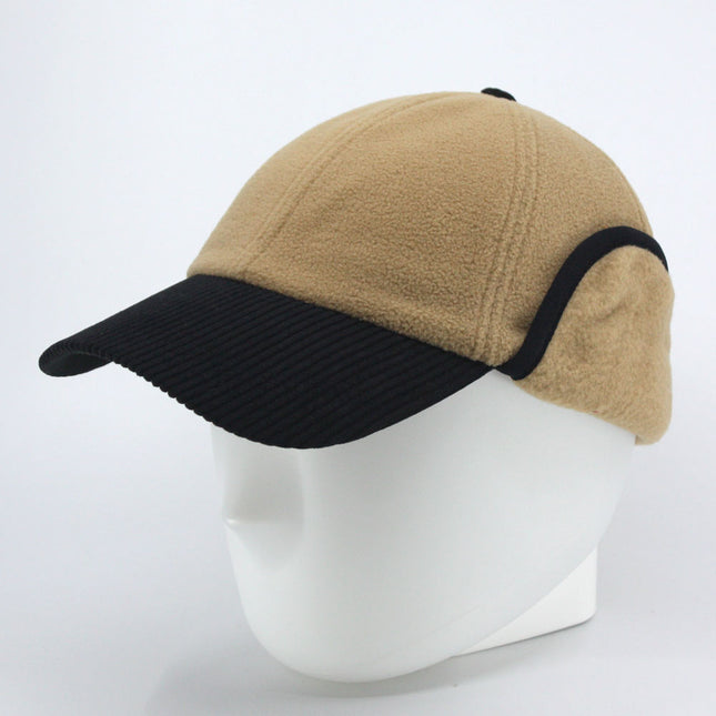 Anti Pilling Corduroy Bill Fold-able Earflap Fleece Trapper Baseball Cap