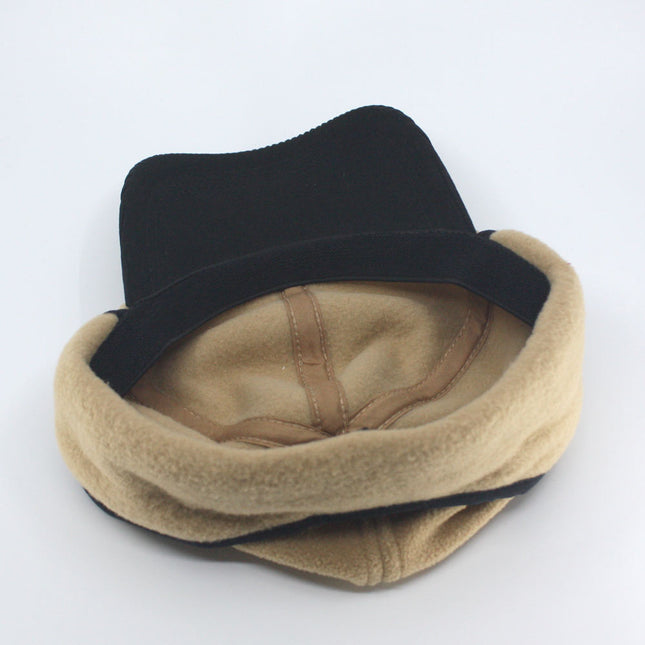 Anti Pilling Corduroy Bill Fold-able Earflap Fleece Trapper Baseball Cap