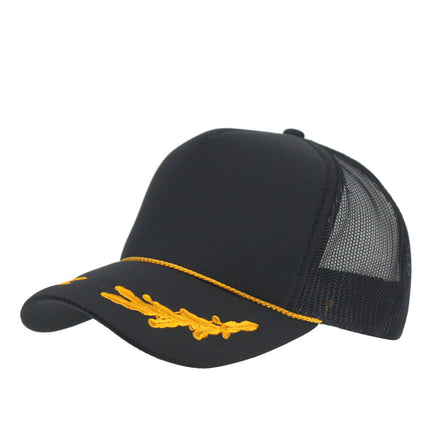 High Crown Black Oak Form Adjustable Mesh Trucker Baseball Cap