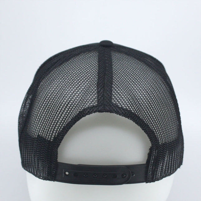 High Crown Black Oak Form Adjustable Mesh Trucker Baseball Cap