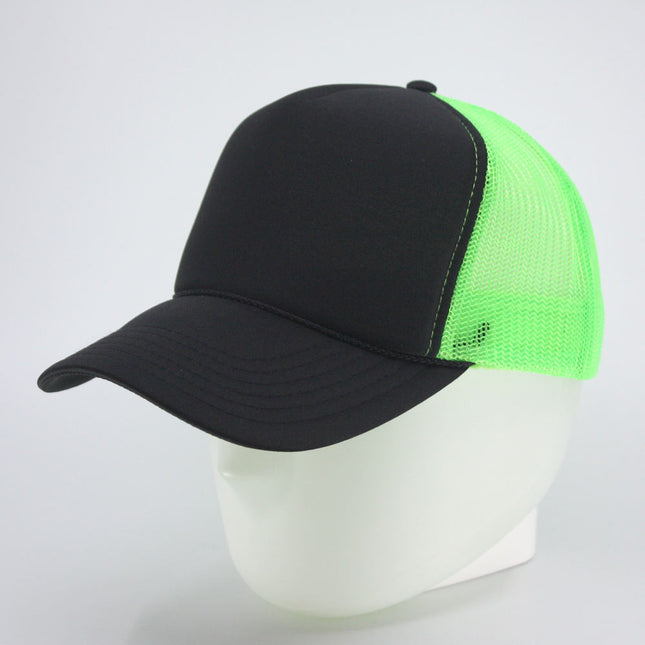 High Crown Sold Triocolor Neon Form Adjustable Mesh Trucker Baseball Cap