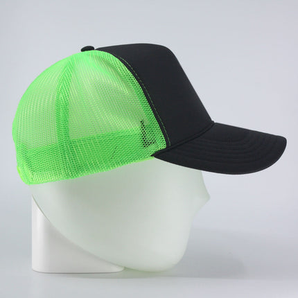 High Crown Sold Triocolor Neon Form Adjustable Mesh Trucker Baseball Cap