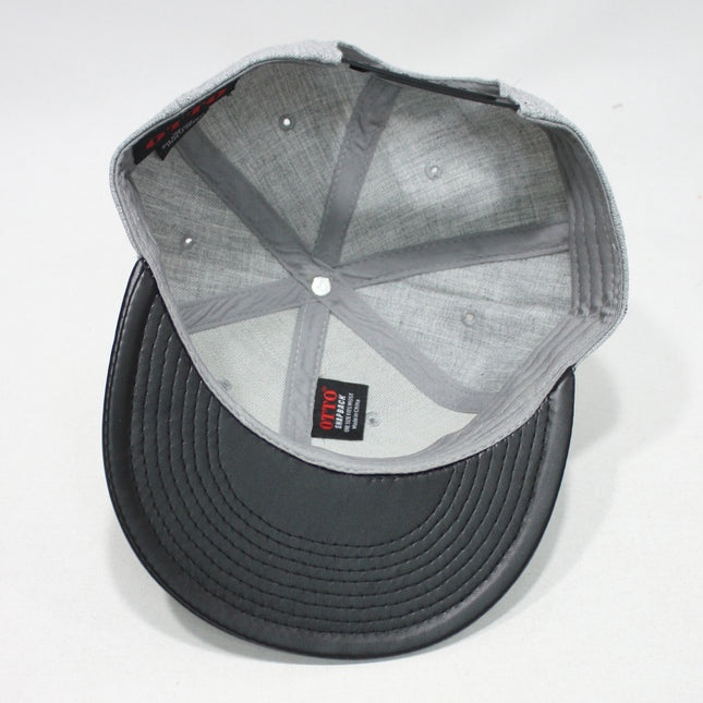 Wool Blend Faux Leather Flat Bill Adjustable Snapback Hats Baseball Caps