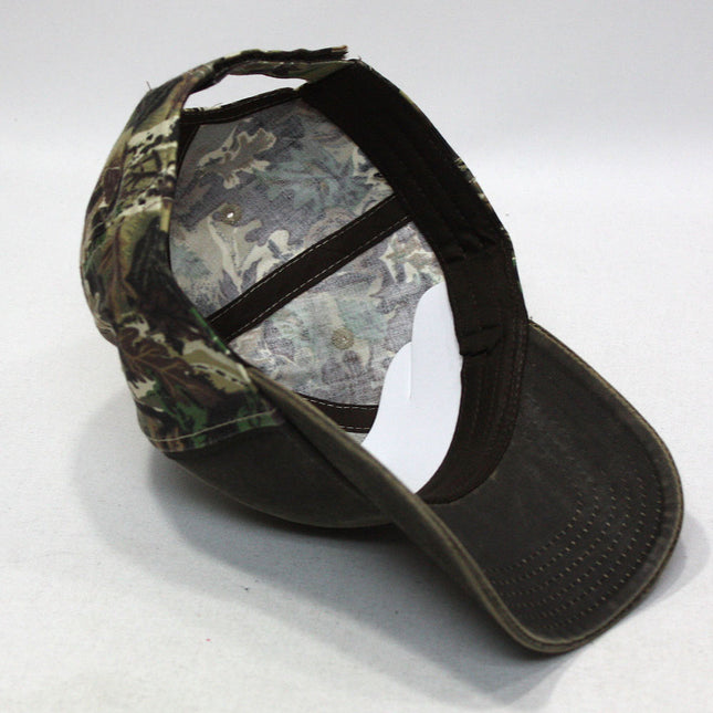 Camouflage Brown Heavy Washed Wax Coated Structured Adjustable Low Profile Baseball Cap