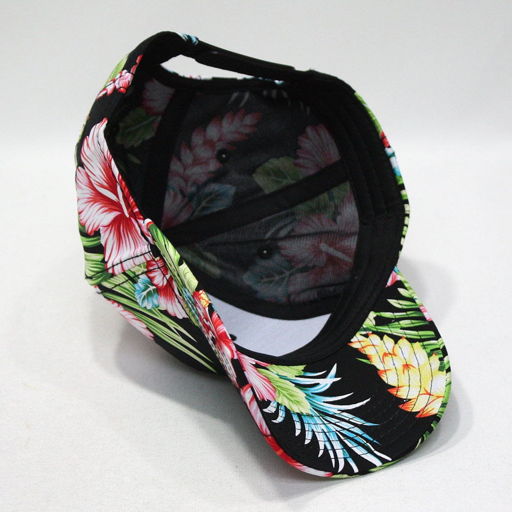 thumbnail image 2 of Floral Hawaiian Cotton Snapback Cap - Adjustable Baseball Hat With Cotton Front & Mesh Back 2 of 11