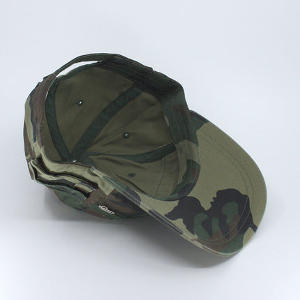 Zipper Pocket Washed Cotton Sandwich Camouflage Adjustable Baseball Cap