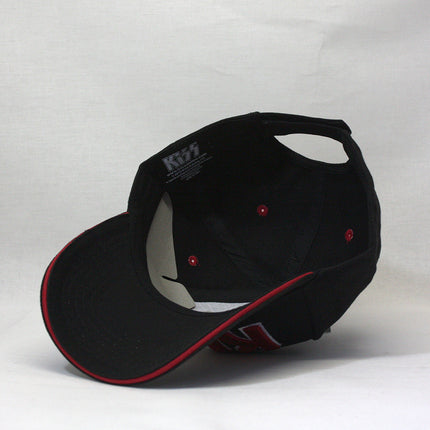 KISS Unisex Cotton Adjustable Baseball Cap Red on White Logo Black