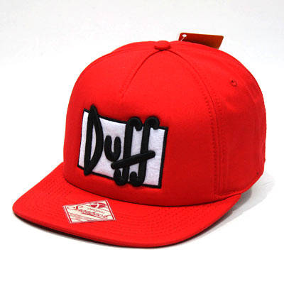 Simpsons Duff Beer Flat Brim Adjustable Snapback Baseball Cap Red