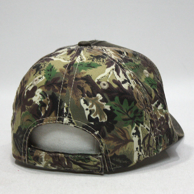 Camouflage Brown Heavy Washed Wax Coated Structured Adjustable Low Profile Baseball Cap