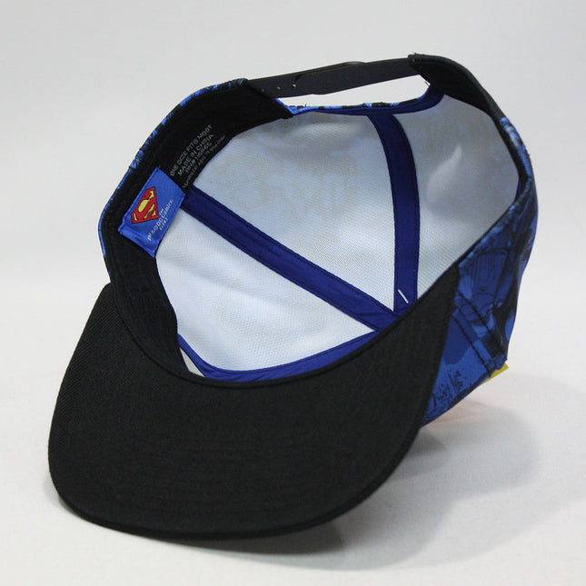 Superman All Over Print Sublimated Adjustable Snapback Baseball Cap Camo Blue