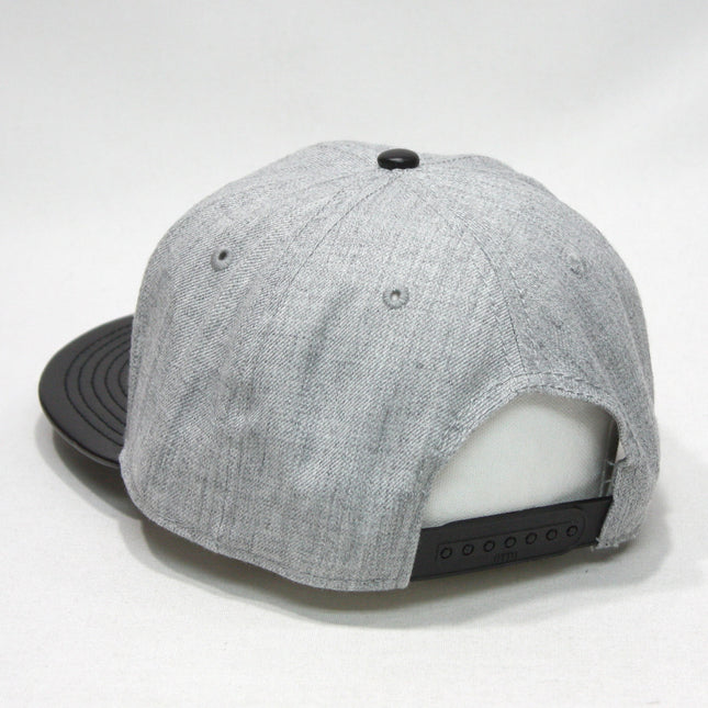 Wool Blend Faux Leather Flat Bill Adjustable Snapback Hats Baseball Caps