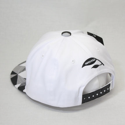 Kids Panda Origami Sculpture Youth Flat Bill Snapback Baseball Cap White