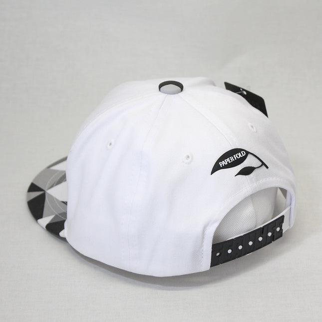 Kids Panda Origami Sculpture Youth Flat Bill Snapback Baseball Cap White