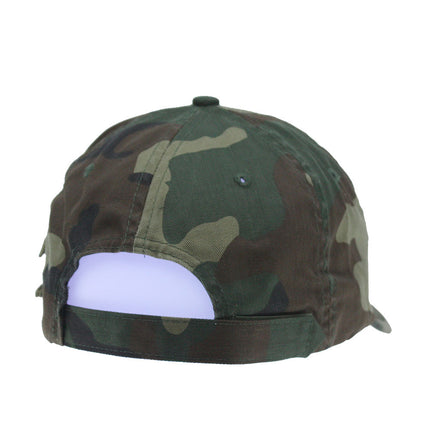 Zipper Pocket Washed Cotton Sandwich Camouflage Adjustable Baseball Cap